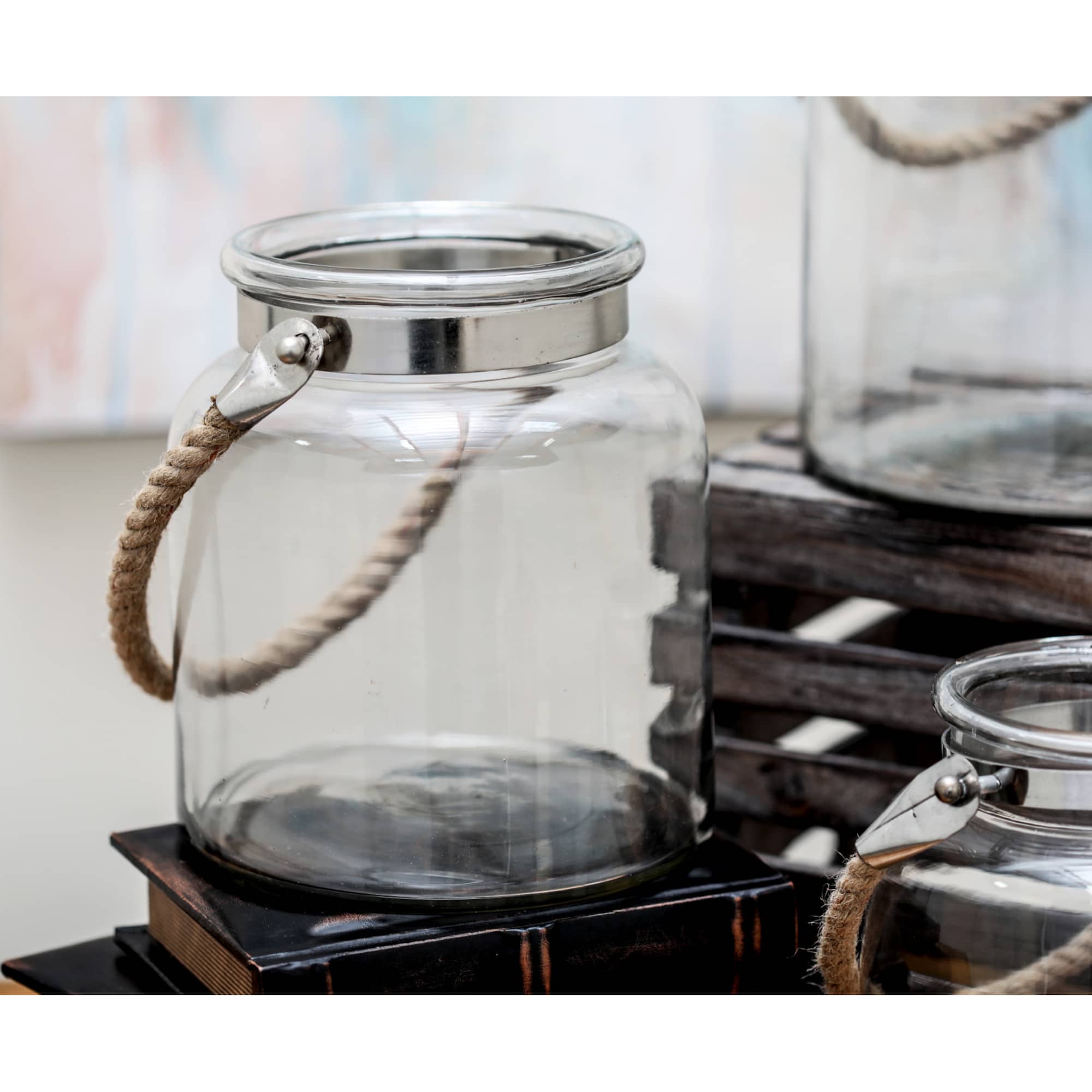 10'' Clear Glass Coastal Candle Lantern